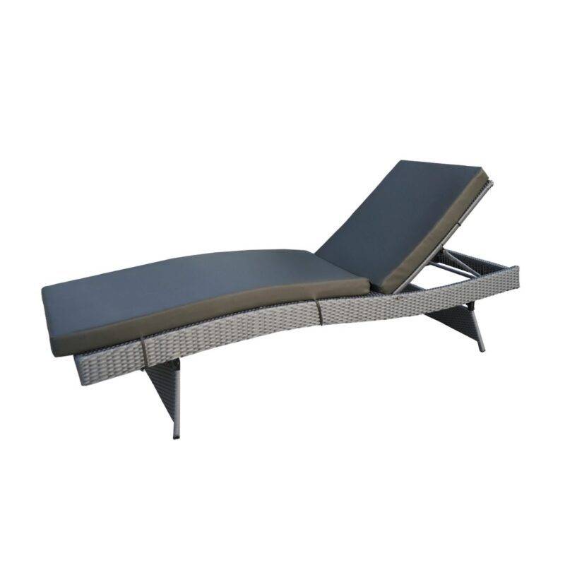 Outdoor Rattan Wicker Lounger (Silver Grey & Grey) - Image 4