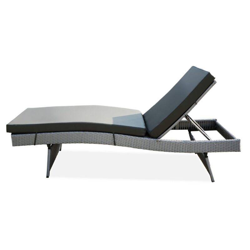 Outdoor Rattan Wicker Lounger (Silver Grey & Grey) - Image 8