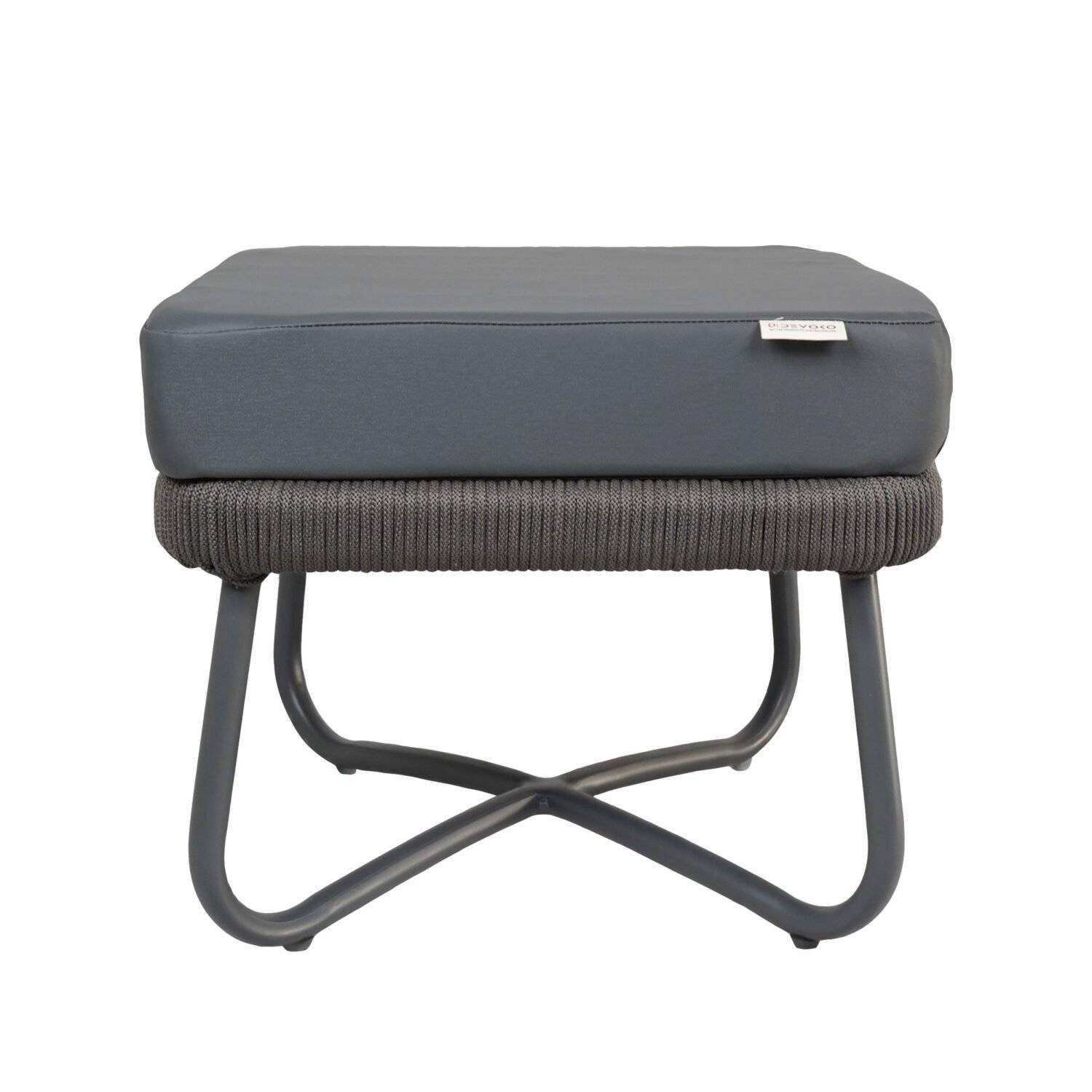 Outdoor 6 Seater Grey Rope Sofa With Ottoman and Coffee Table - Image 9