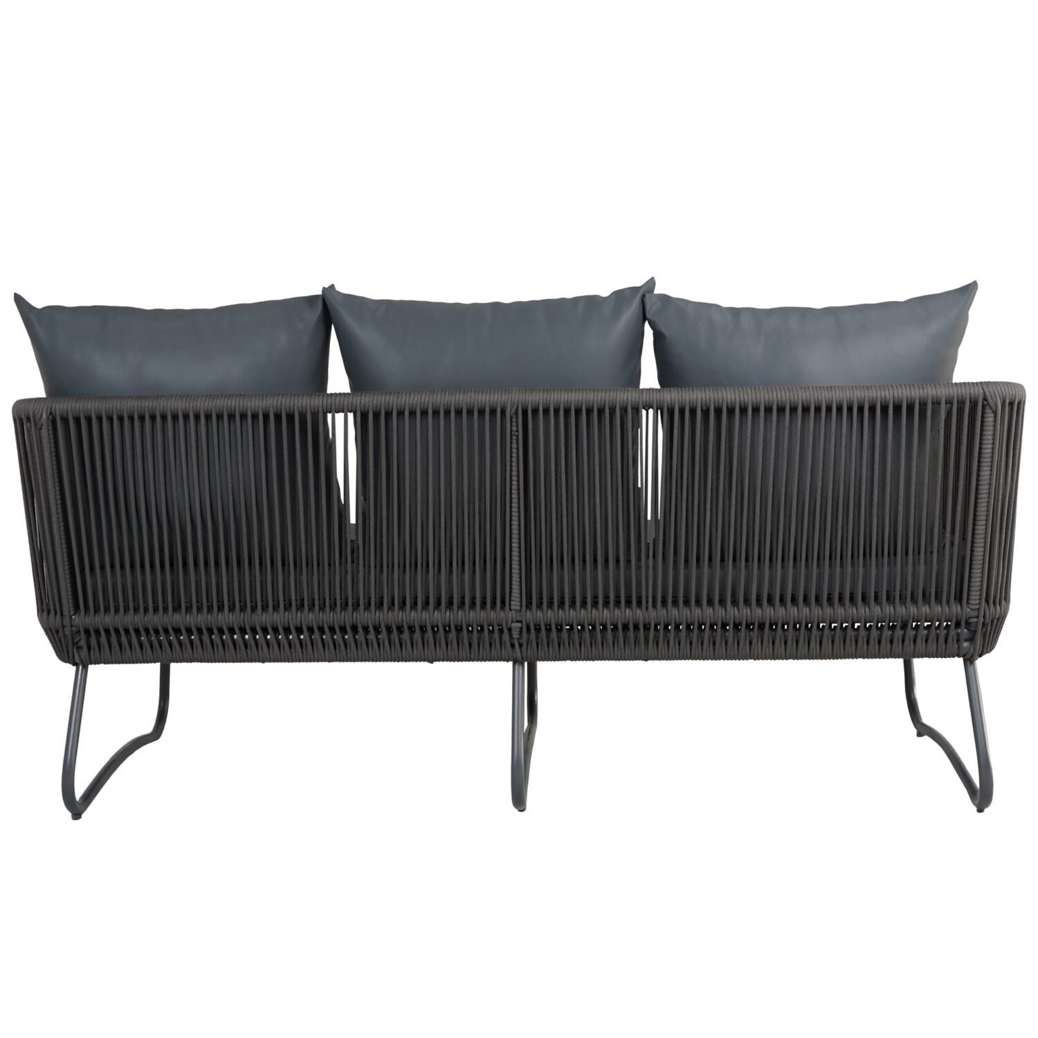 Outdoor 6 Seater Grey Rope Sofa With Ottoman and Coffee Table - Image 4
